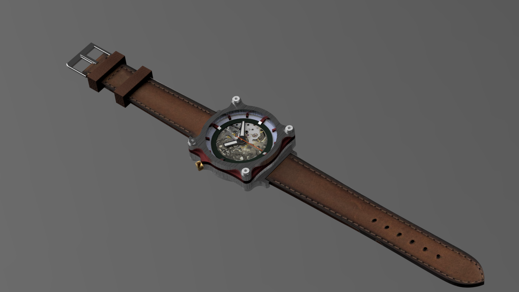 Icarus watch hero: layered aluminum pilot watch, dramatic product shot